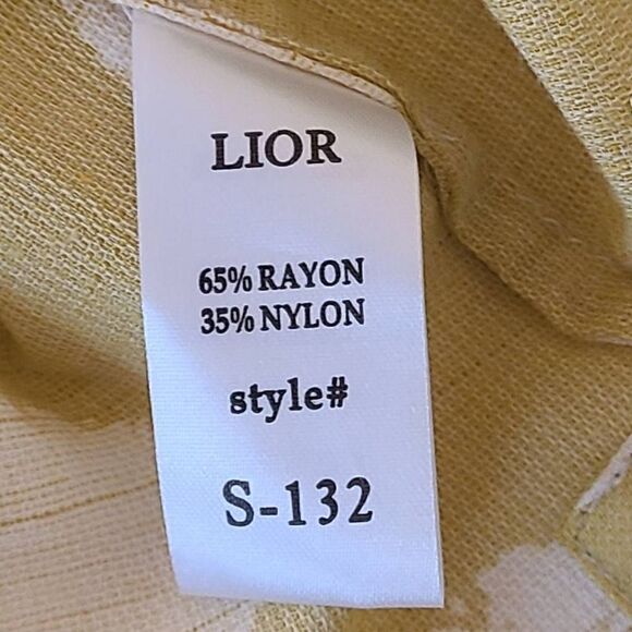 Lior Womens Rayon Blend Tunic Blouse Collared Rolled Sleeve Polka Print Medium - Picture 11 of 13